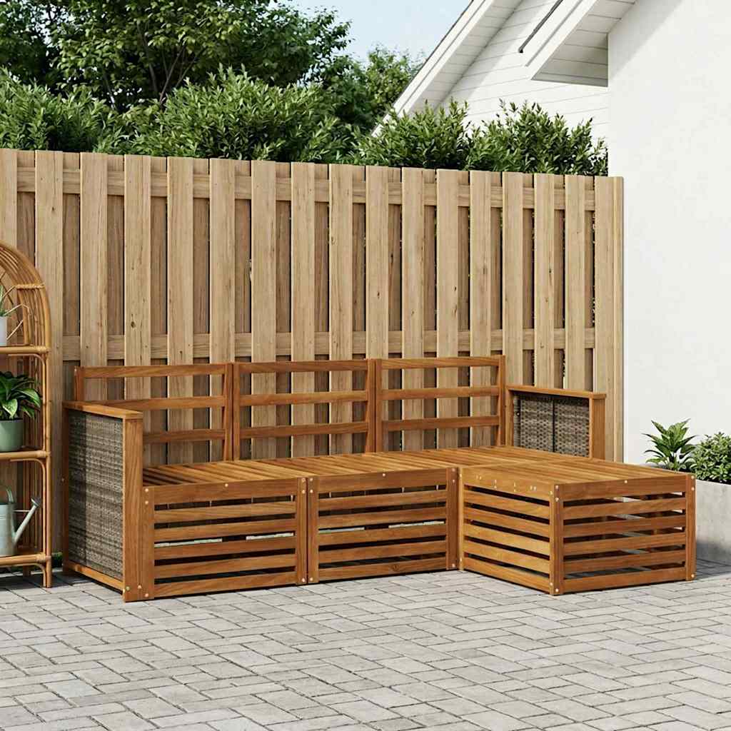 Outdoor-Sofagarnitur 4 stk. Natur
