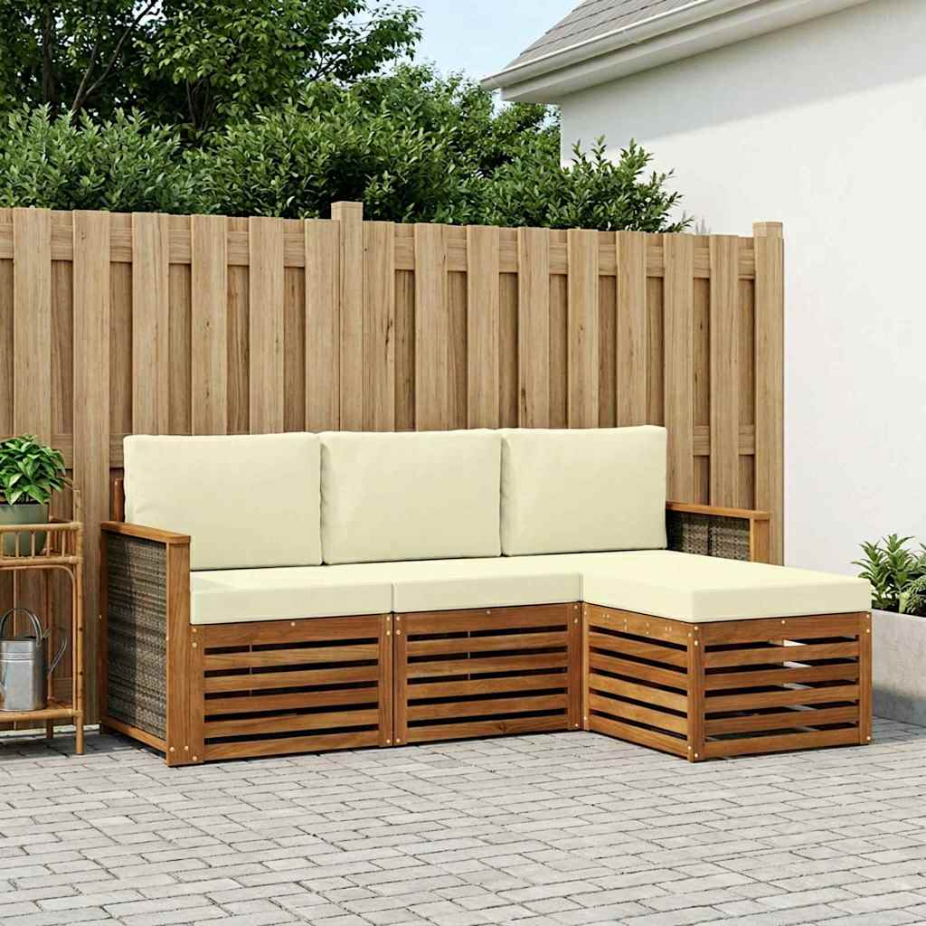 Outdoor-Sofagarnitur 4 stk. Natur und Creme