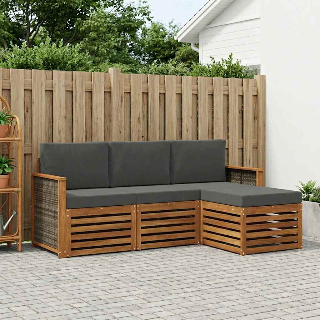 Outdoor-Sofagarnitur 4 stk. Natur und Anthrazit