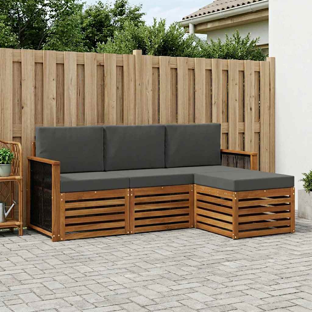Outdoor-Sofagarnitur 4 stk. Natur und Anthrazit