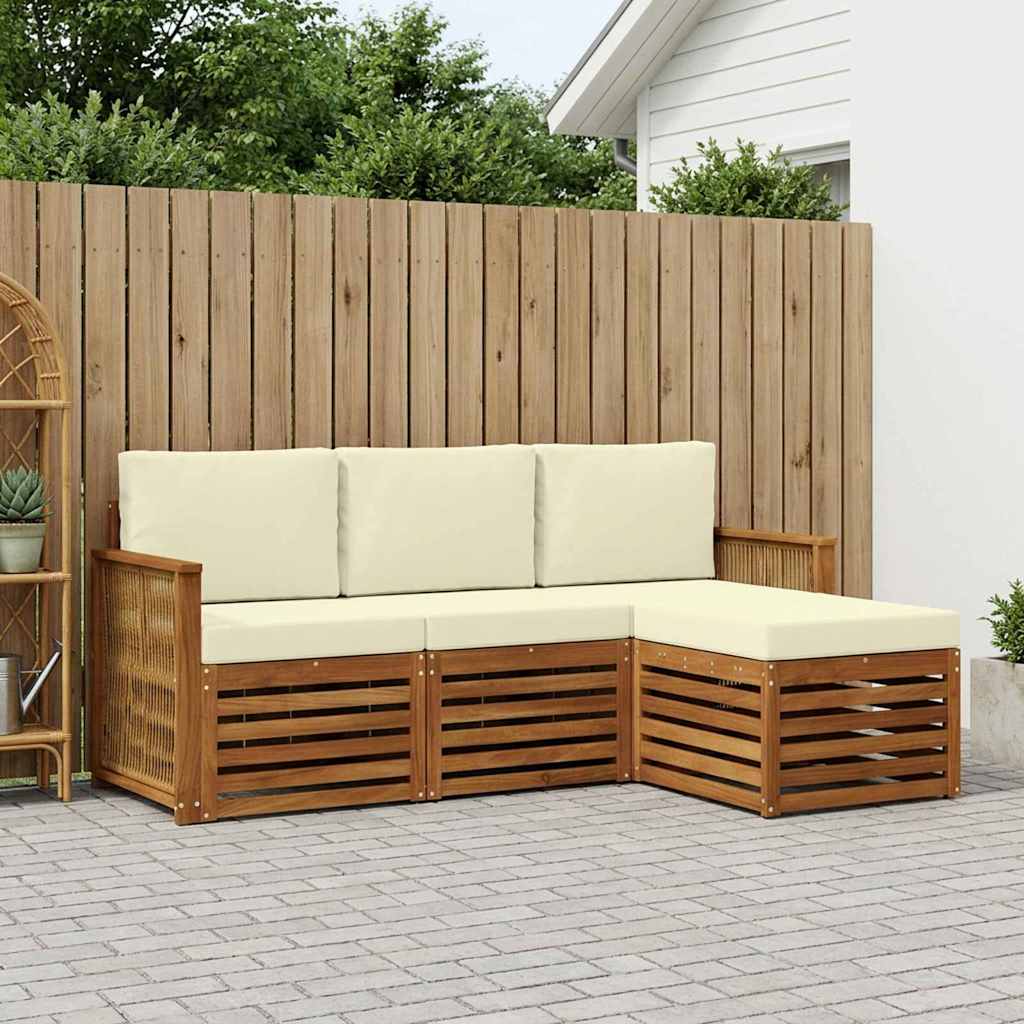Outdoor-Sofagarnitur 4 stk. Natur und Creme