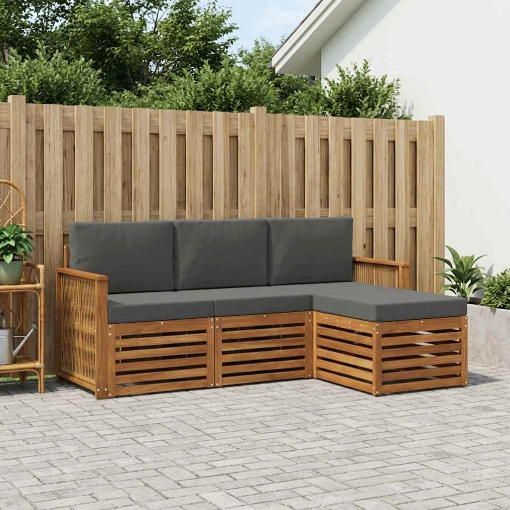 Outdoor-Sofagarnitur 4 stk. Natur und Anthrazit