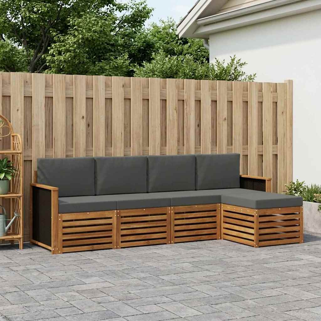 Outdoor-Sofagarnitur 5 stk. Natur und Anthrazit