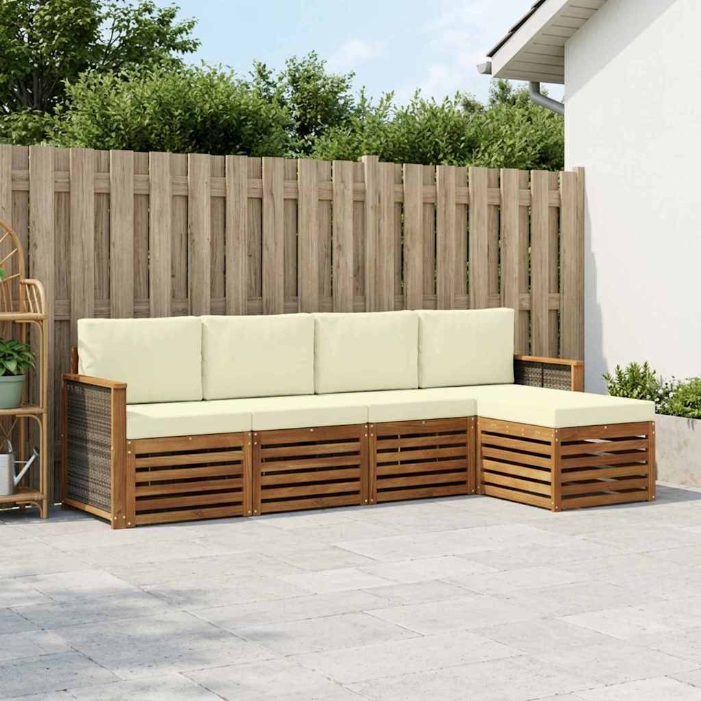 Outdoor-Sofagarnitur 5 stk. Natur und Creme