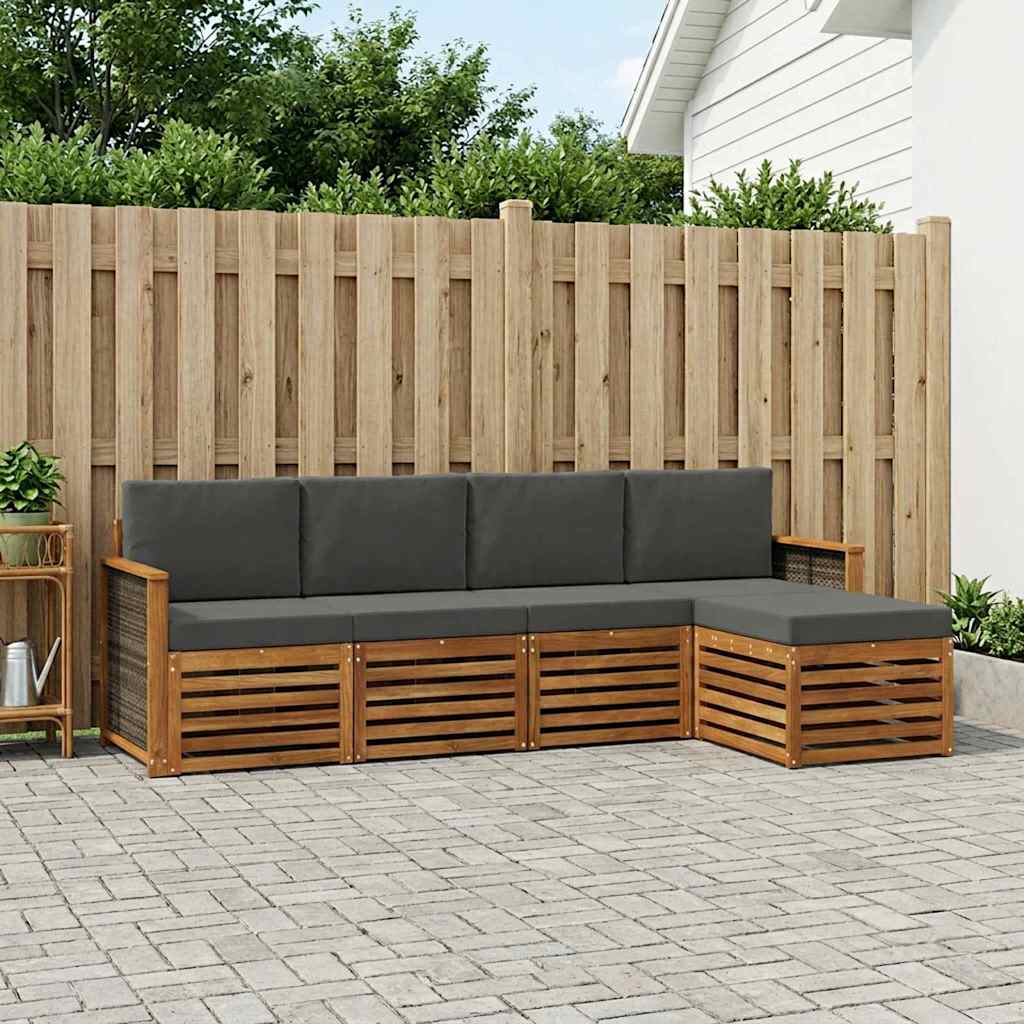 Outdoor-Sofagarnitur 5 stk. Natur und Anthrazit