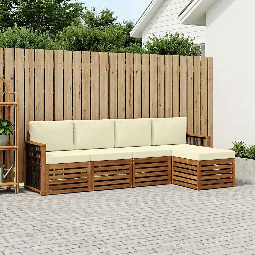 Outdoor-Sofagarnitur 5 stk. Natur und Creme