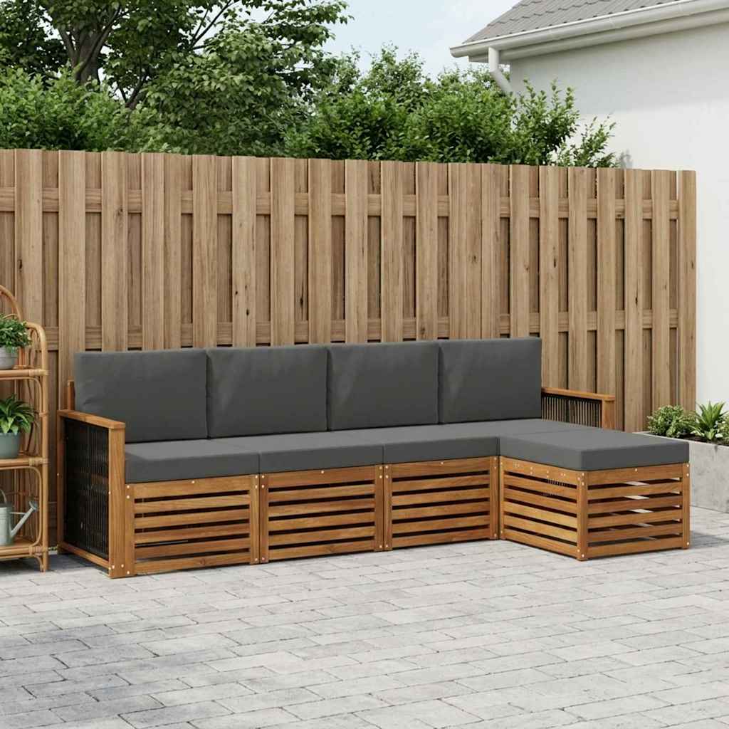 Outdoor-Sofagarnitur 5 stk. Natur und Anthrazit