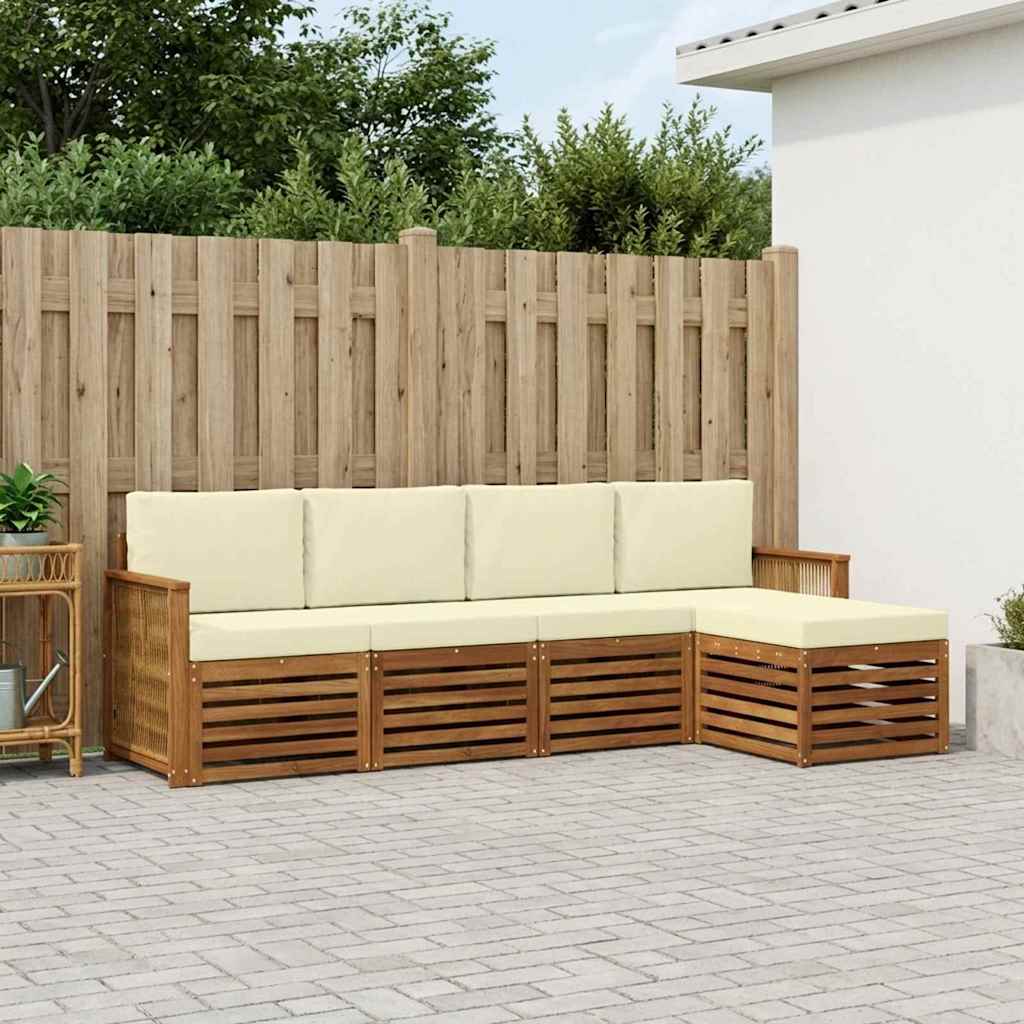 Outdoor-Sofagarnitur 5 stk. Natur und Creme