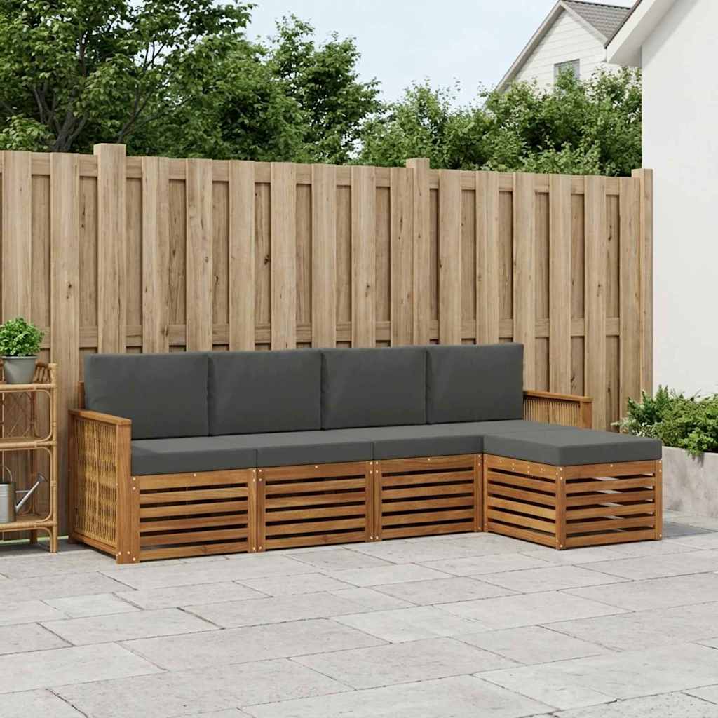 Outdoor-Sofagarnitur 5 stk. Natur und Anthrazit