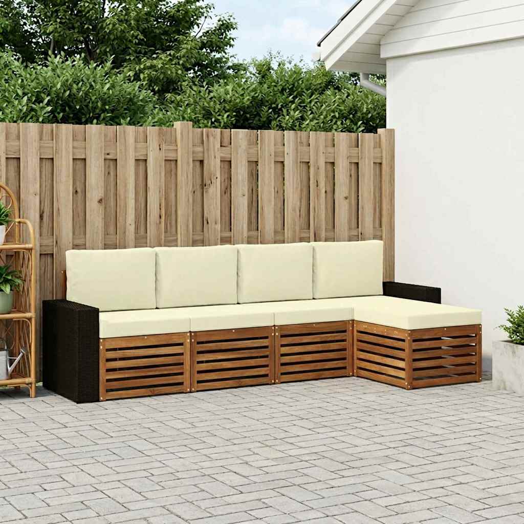 Outdoor-Sofagarnitur 5 stk. Natur und Creme