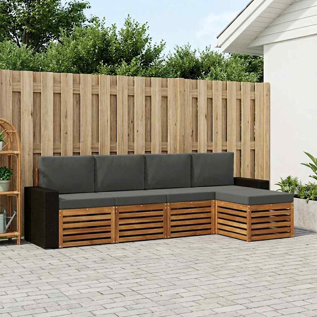 Outdoor-Sofagarnitur 5 stk. Natur und Anthrazit