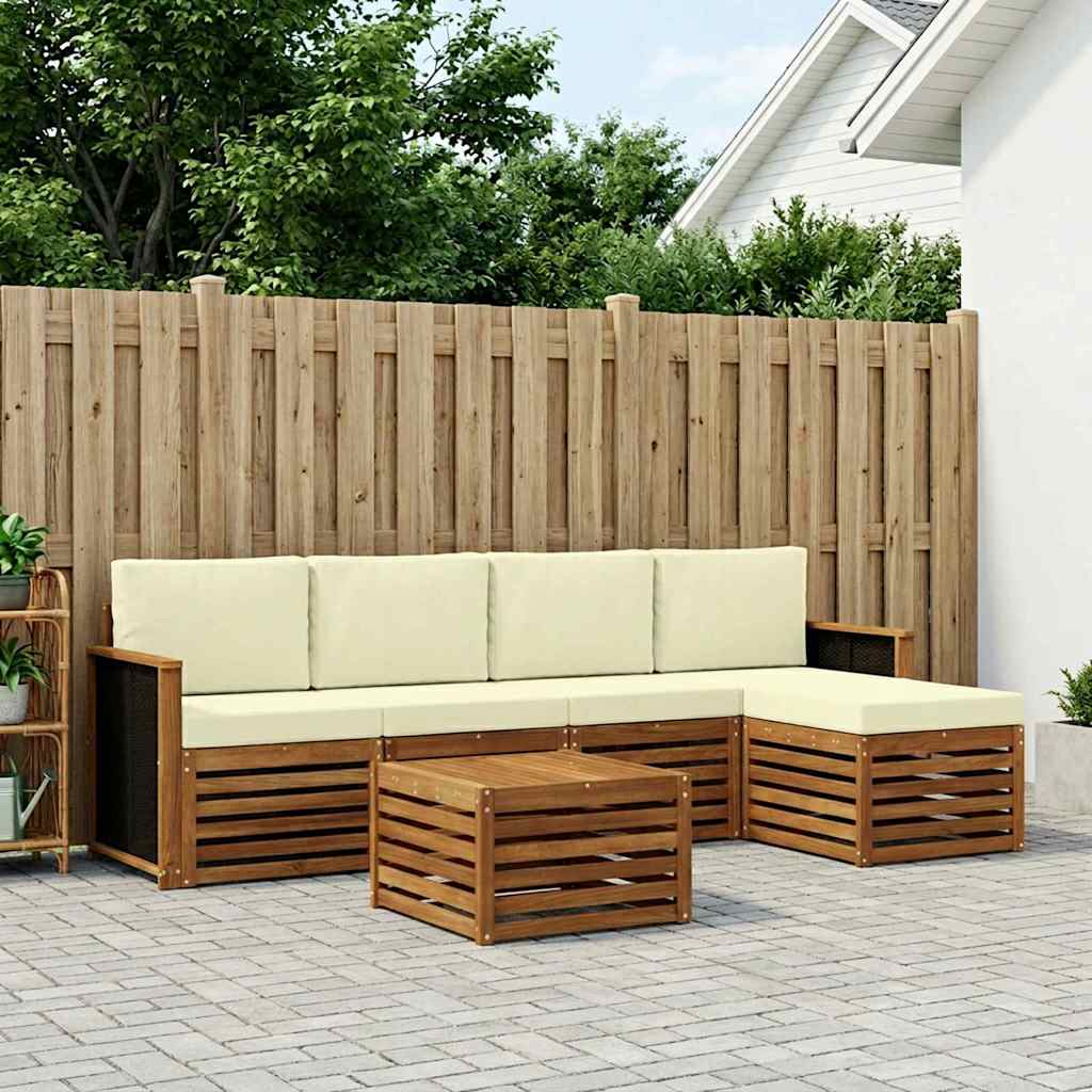 Outdoor-Sofagarnitur 6 stk. Natur und Creme