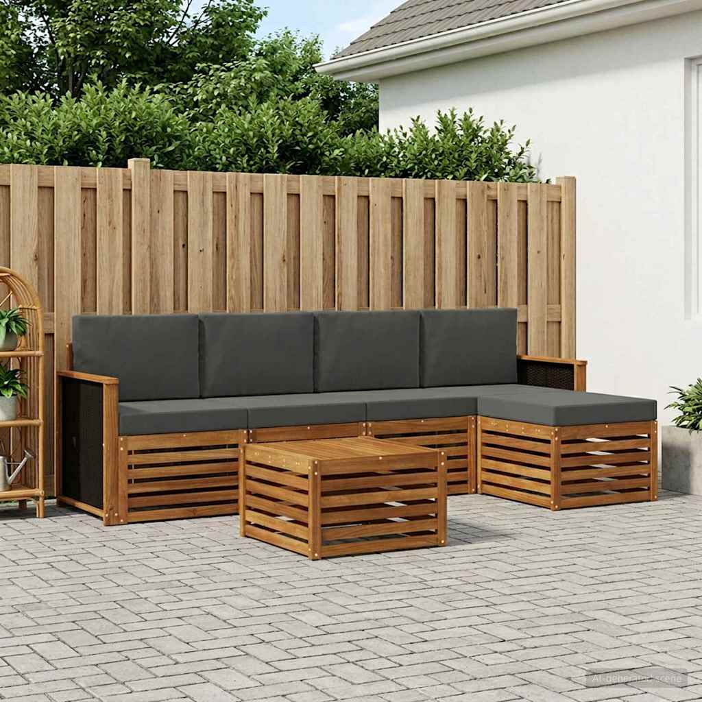 Outdoor-Sofagarnitur 6 stk. Natur und Anthrazit