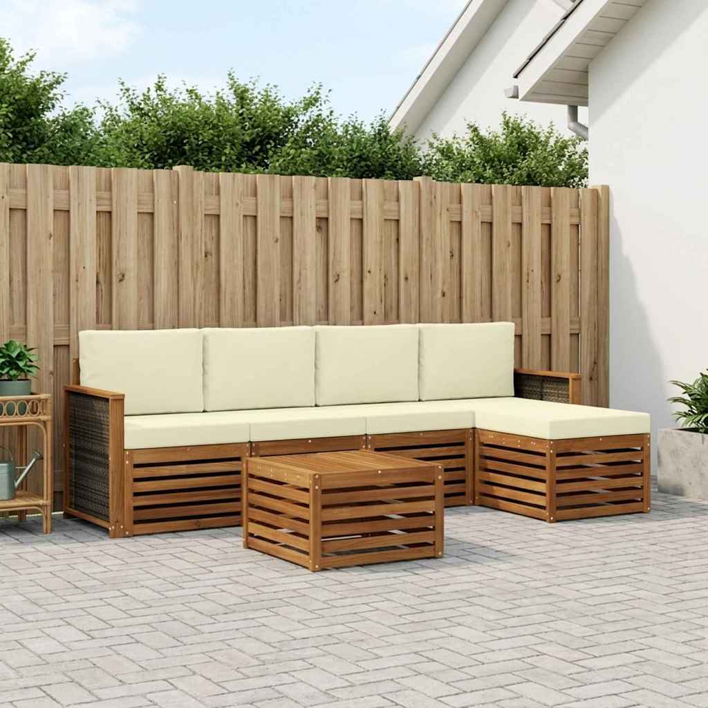 Outdoor-Sofagarnitur 6 stk. Natur und Creme