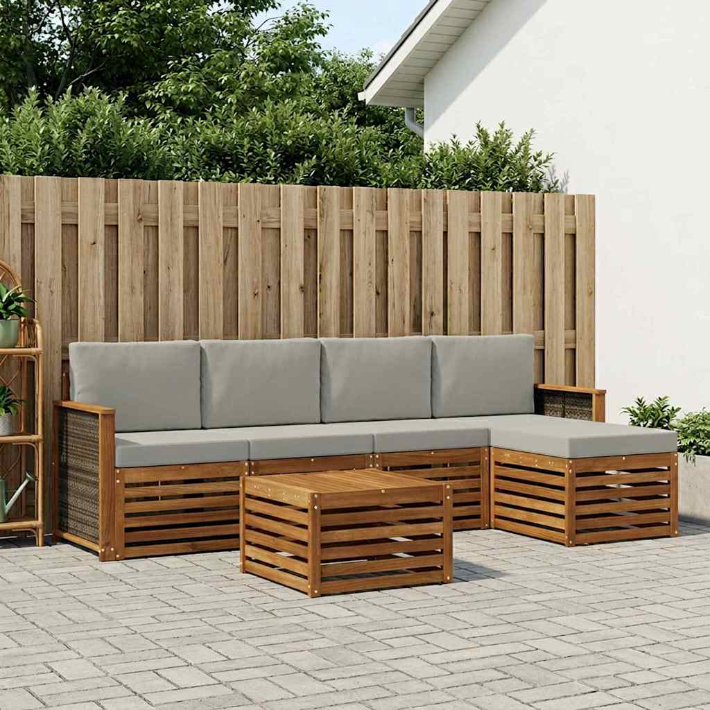 Outdoor-Sofagarnitur 6 stk. Natürlich und Hellgrau