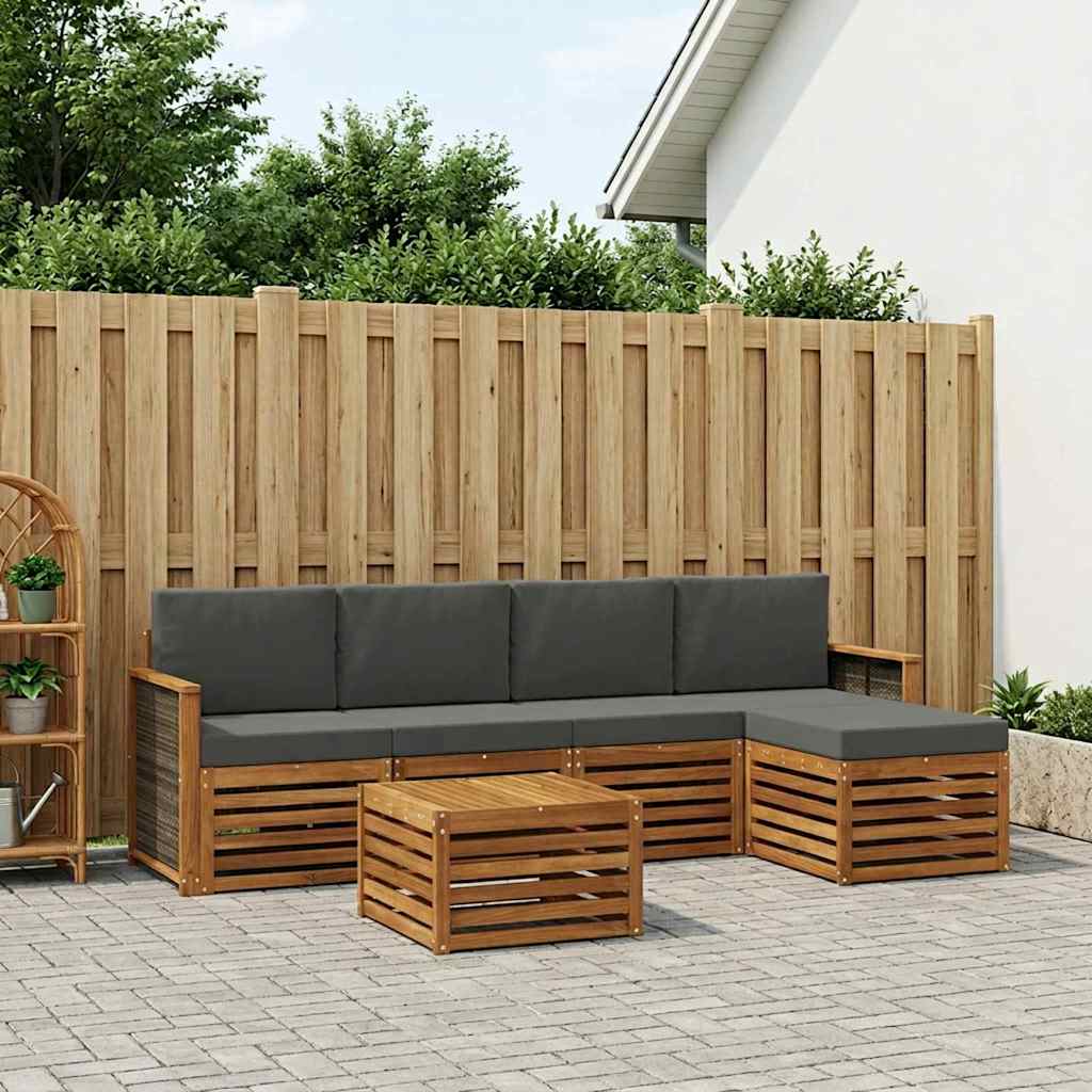Outdoor-Sofagarnitur 6 stk. Natur und Anthrazit