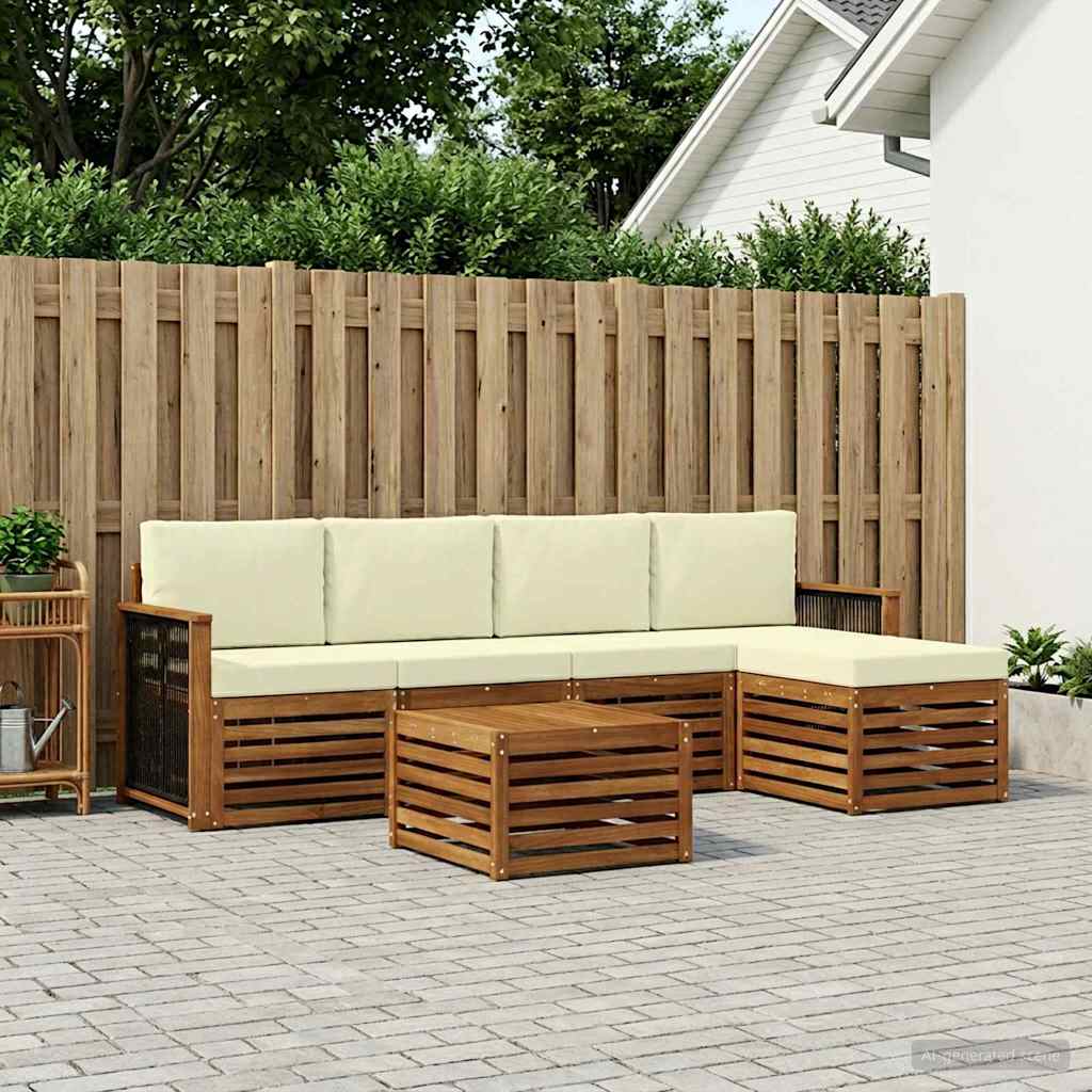 Outdoor-Sofagarnitur 6 stk. Natur und Creme