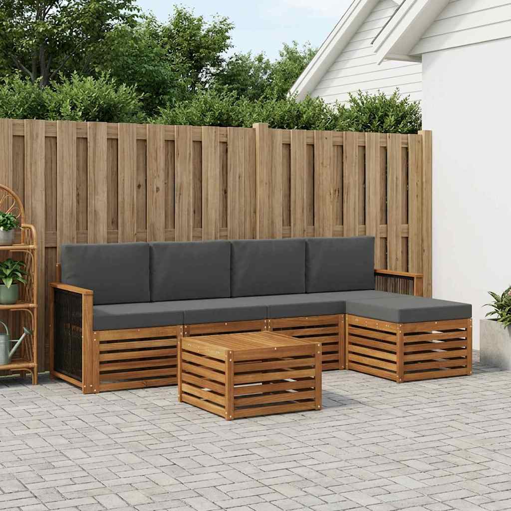 Outdoor-Sofagarnitur 6 stk. Natur und Anthrazit