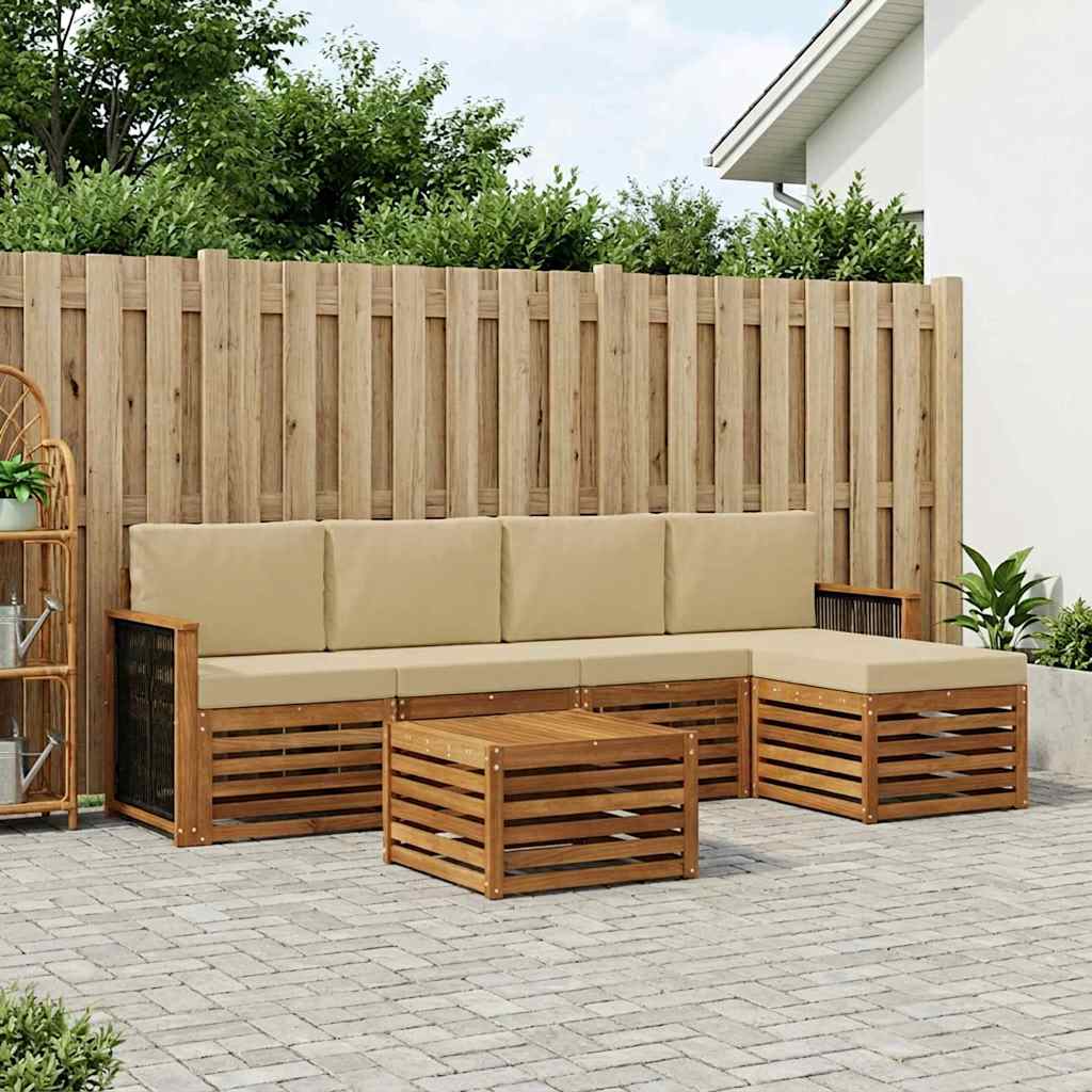 Outdoor-Sofagarnitur 6 stk. Natur und Beige