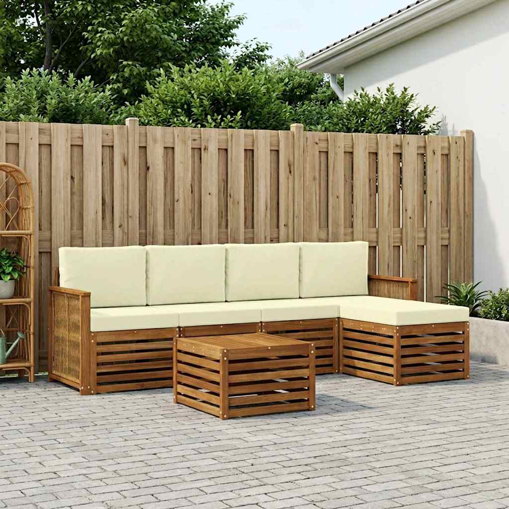 Outdoor-Sofagarnitur 6 stk. Natur und Creme