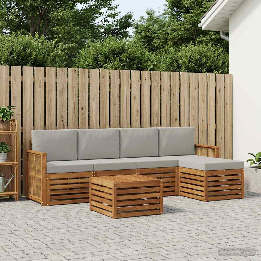 Outdoor-Sofagarnitur 6 stk. Natürlich und Hellgrau