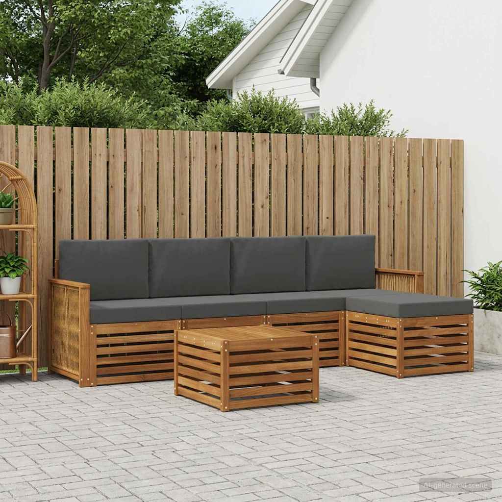 Outdoor-Sofagarnitur 6 stk. Natur und Anthrazit