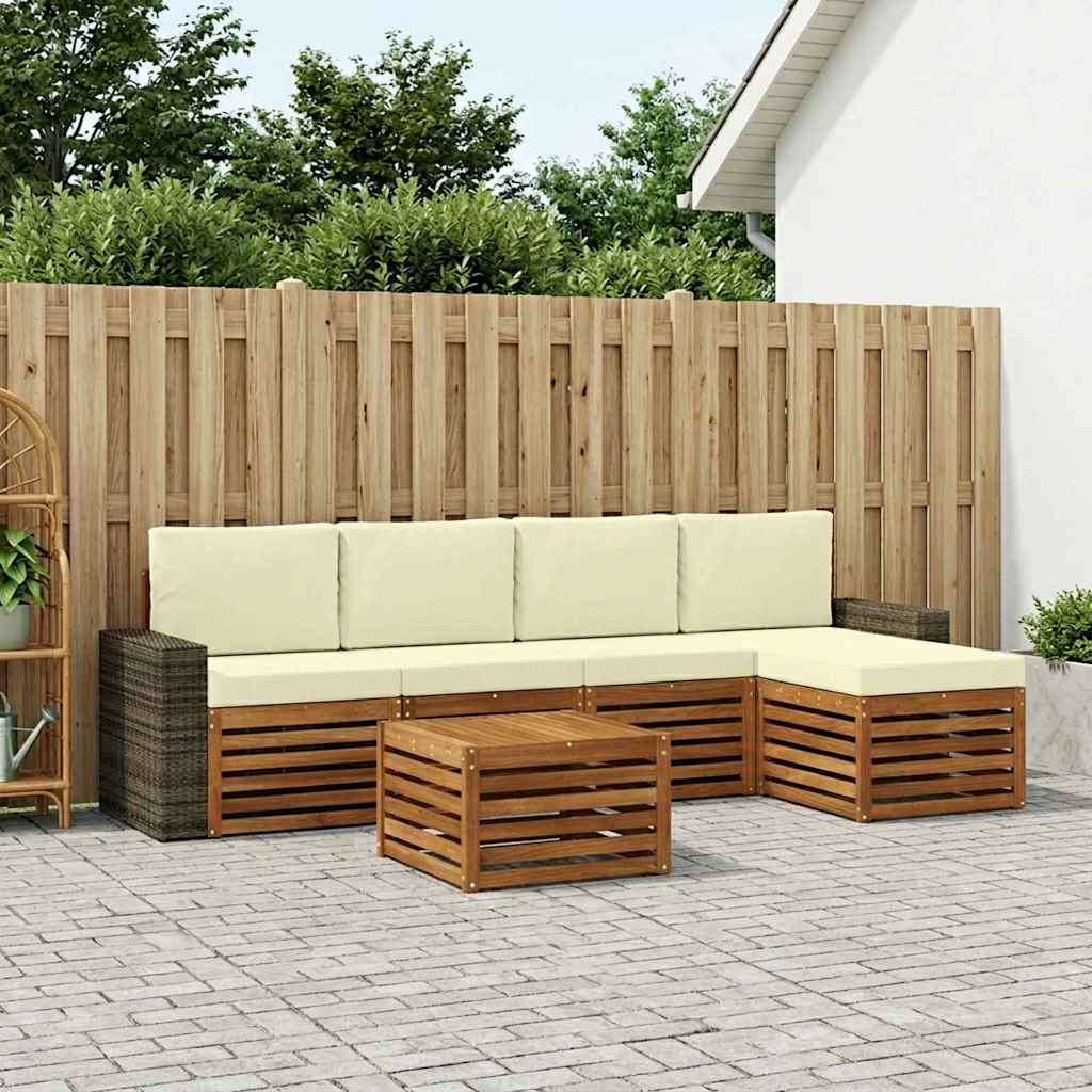 Outdoor-Sofagarnitur 6 stk. Natur und Creme