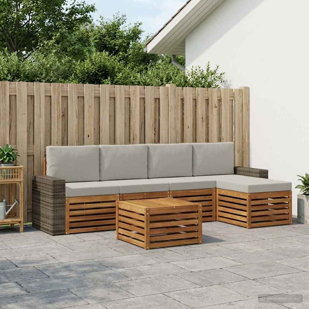 Outdoor-Sofagarnitur 6 stk. Natürlich und Hellgrau