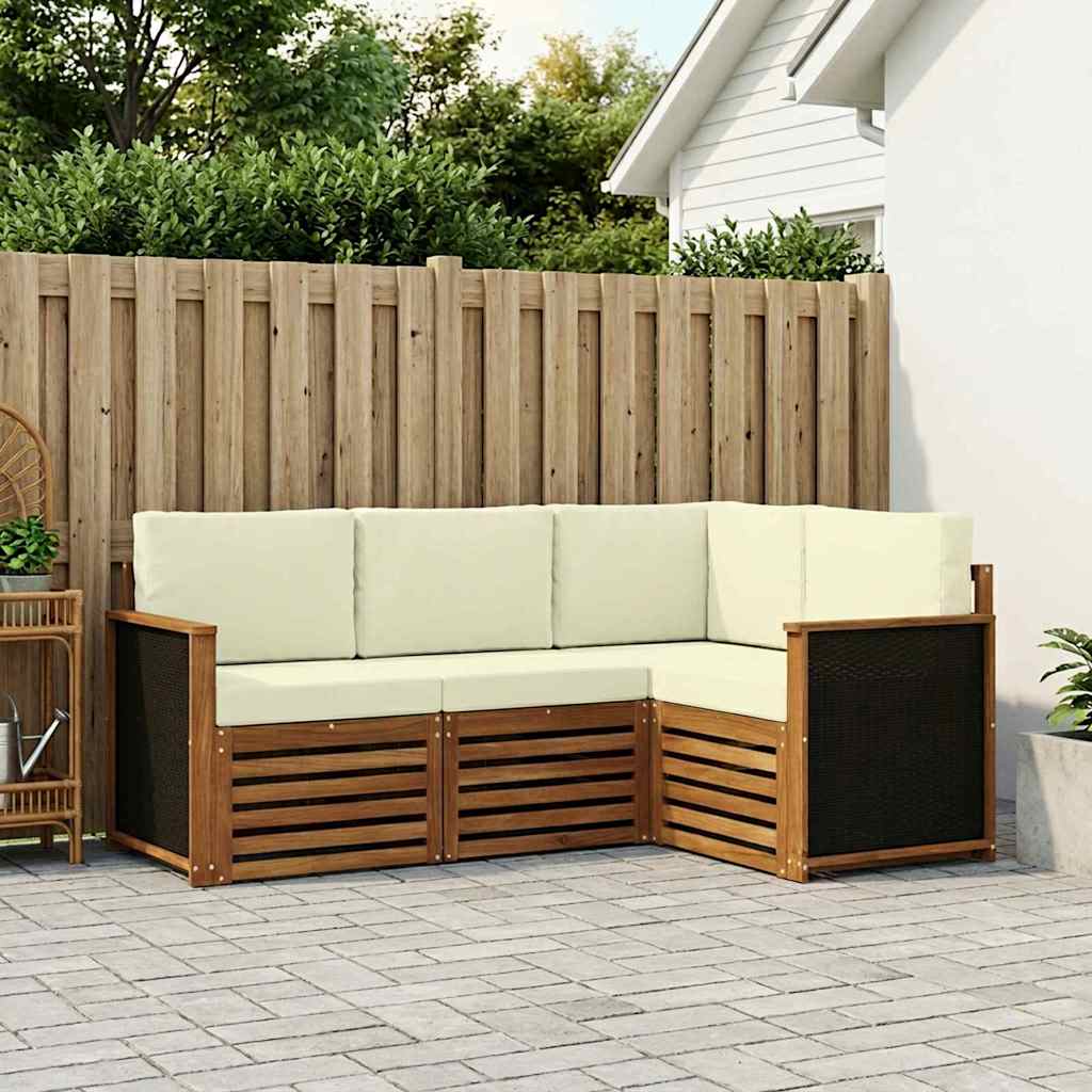 Outdoor-Sofagarnitur 4 stk. Natur und Creme Polyester