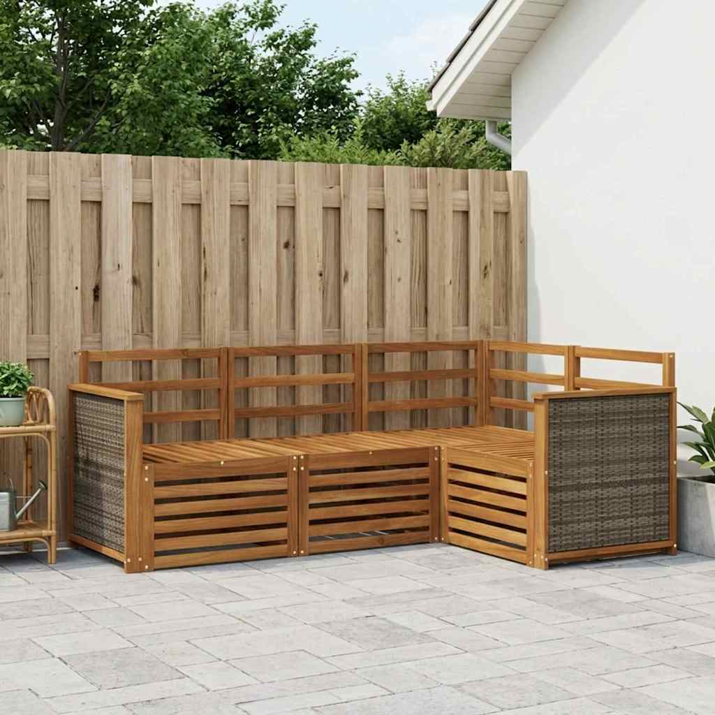 Outdoor-Sofagarnitur 4 stk. Natur Polyester