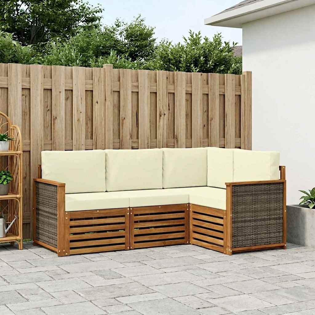 Outdoor-Sofagarnitur 4 stk. Natur und Creme Polyester