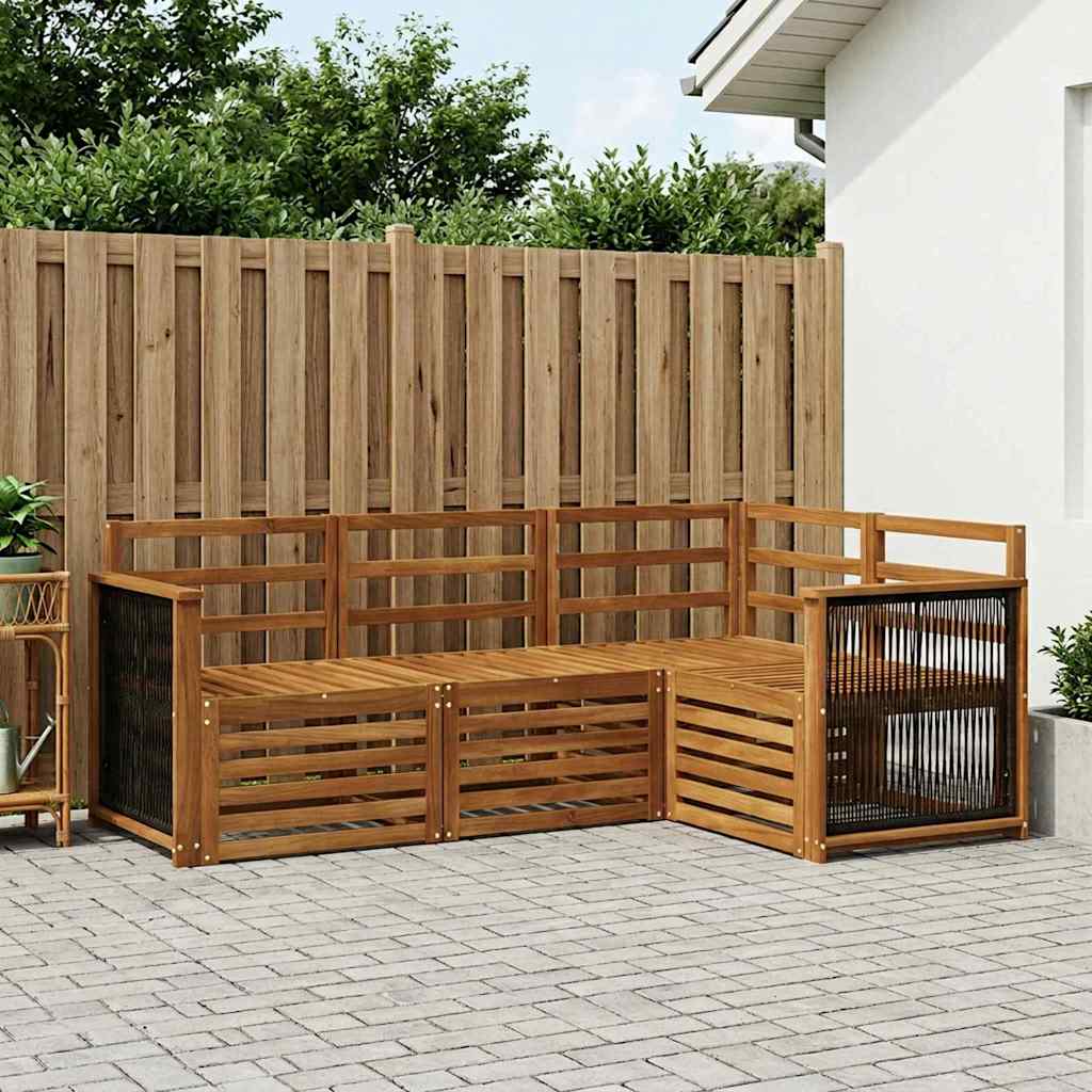 Outdoor-Sofagarnitur 4 stk. Natur Polyester