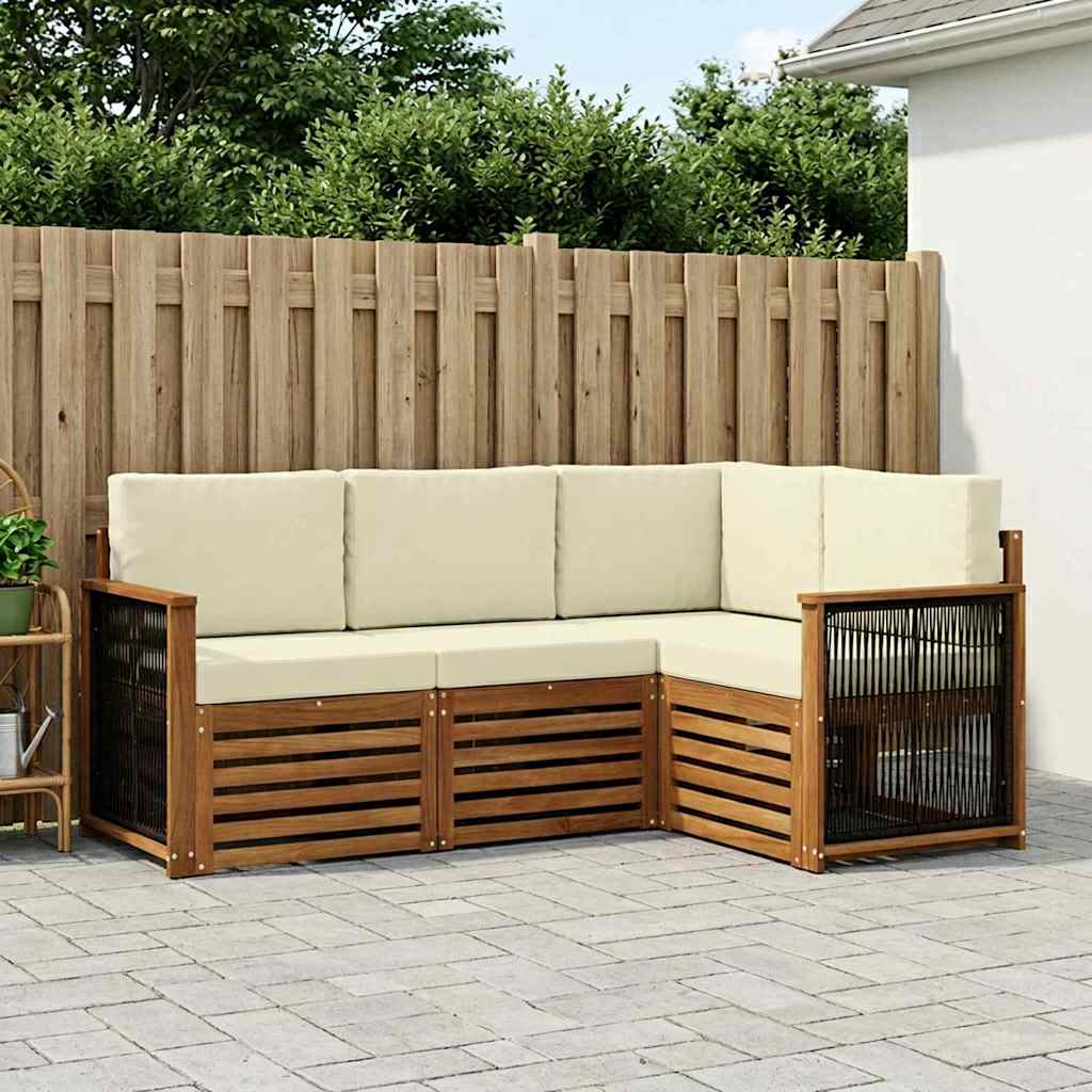 Outdoor-Sofagarnitur 4 stk. Natur und Creme Polyester