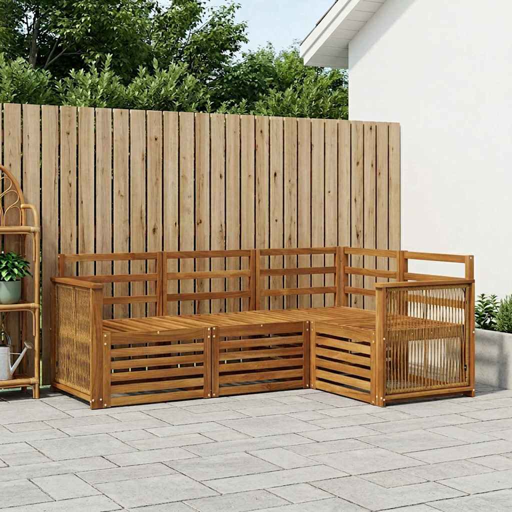 Outdoor-Sofagarnitur 4 stk. Natur Polyester