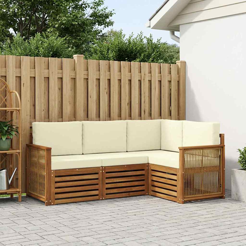 Outdoor-Sofagarnitur 4 stk. Natur und Creme Polyester
