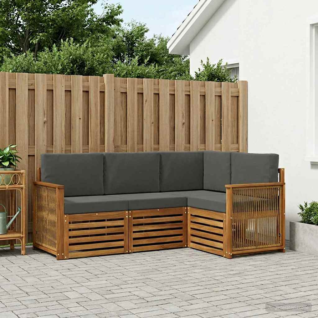 Outdoor-Sofagarnitur 4 stk. Natur und Anthrazit Polyester