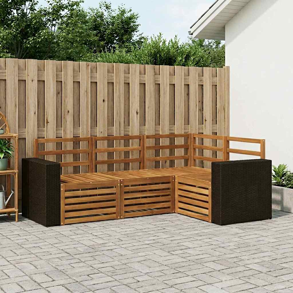 Outdoor-Sofagarnitur 4 stk. Natur Polyester