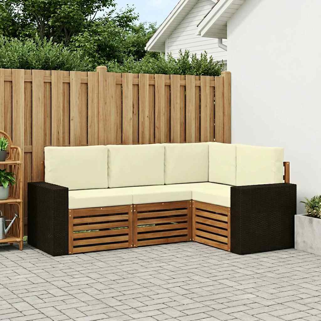 Outdoor-Sofagarnitur 4 stk. Natur und Creme Polyester