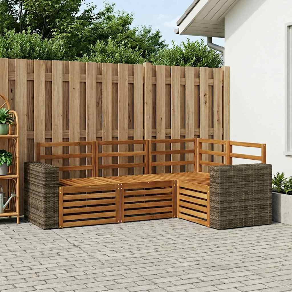 Outdoor-Sofagarnitur 4 stk. Natur Polyester