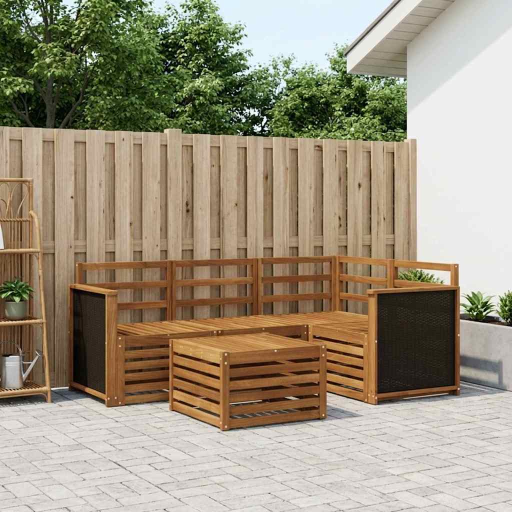 Outdoor-Sofagarnitur 5 stk. Natur Polyester
