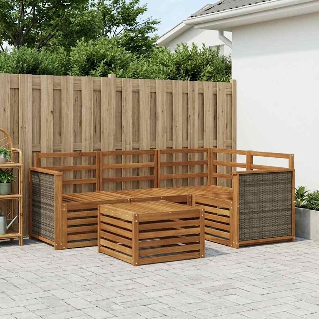 Outdoor-Sofagarnitur 5 stk. Natur Polyester