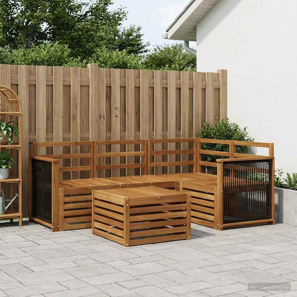 Outdoor-Sofagarnitur 5 stk. Natur Polyester