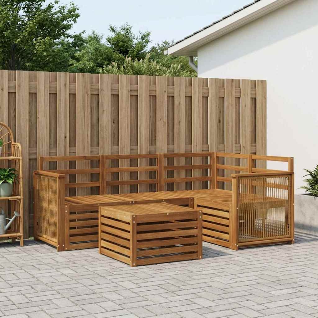 Outdoor-Sofagarnitur 5 stk. Natur Polyester