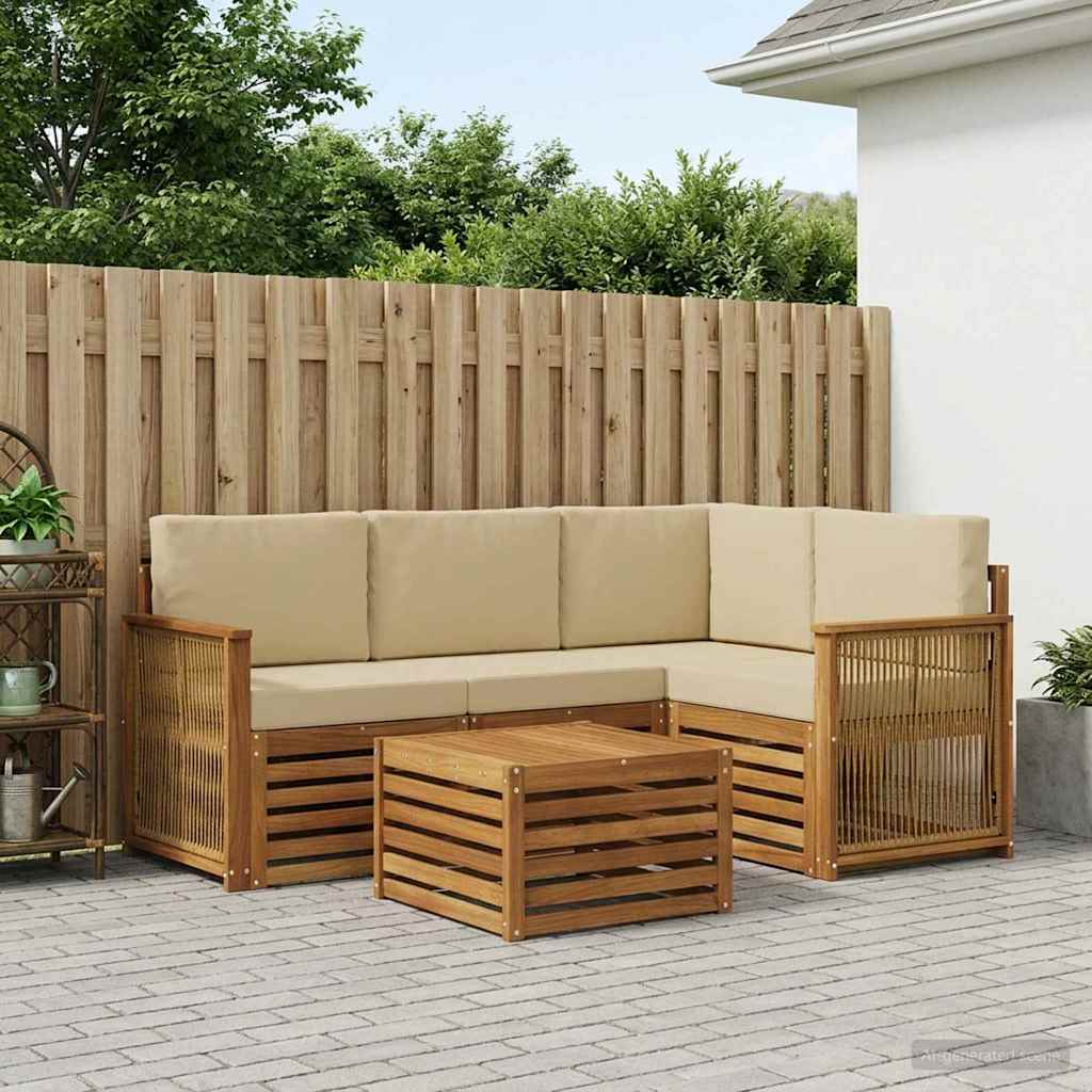Outdoor-Sofagarnitur 5 stk. Natur und Beige Polyester