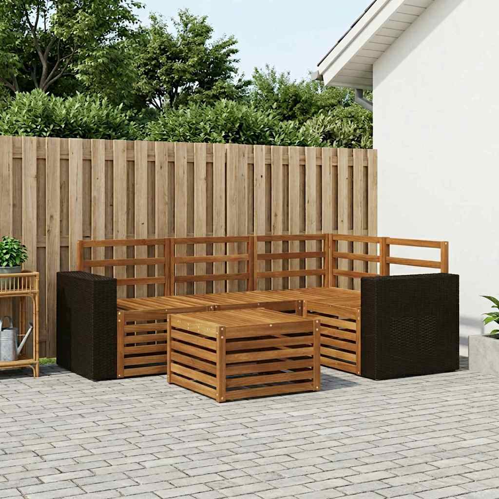 Outdoor-Sofagarnitur 5 stk. Natur Polyester