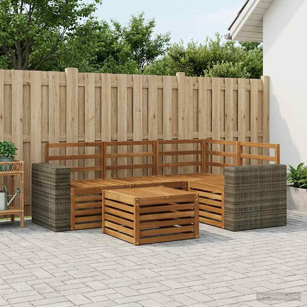 Outdoor-Sofagarnitur 5 stk. Natur Polyester