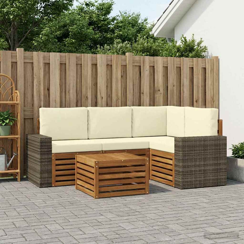 Outdoor-Sofagarnitur 5 stk. Natur und Creme Polyester