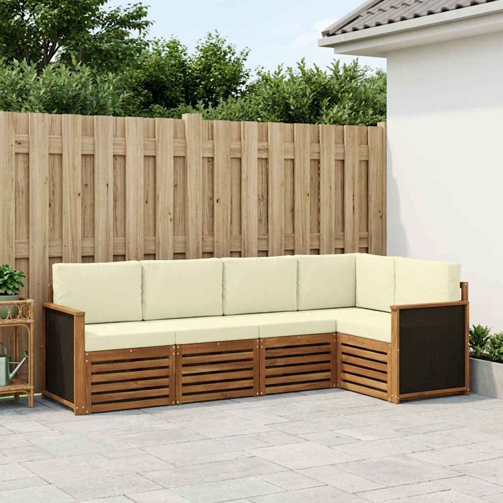 Outdoor-Sofagarnitur 4 stk. Natur und Creme