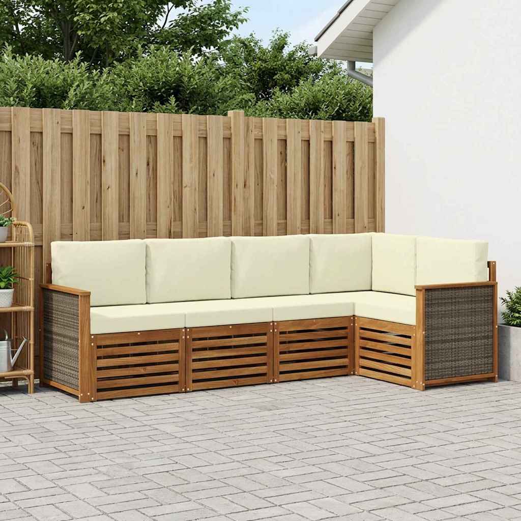 Outdoor-Sofagarnitur 4 stk. Natur und Creme
