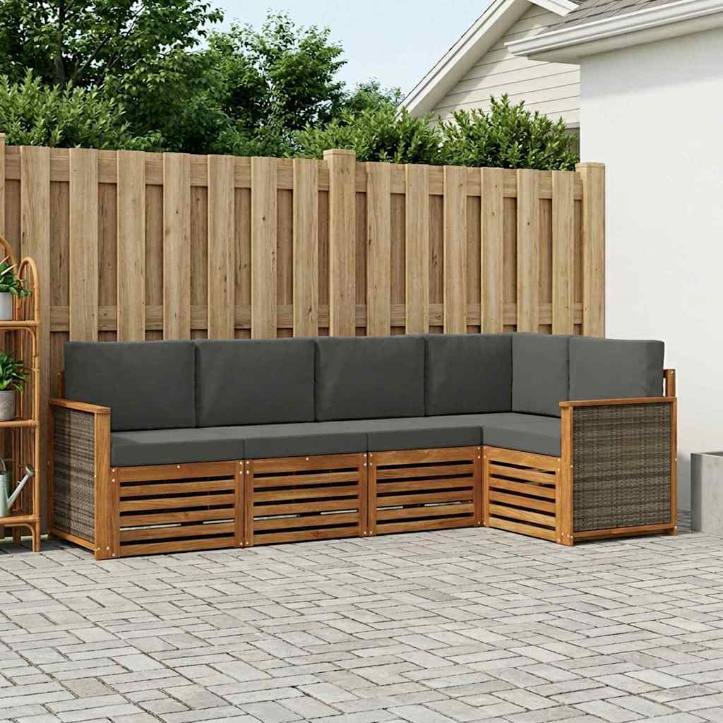 Outdoor-Sofagarnitur 4 stk. Natur und Anthrazit